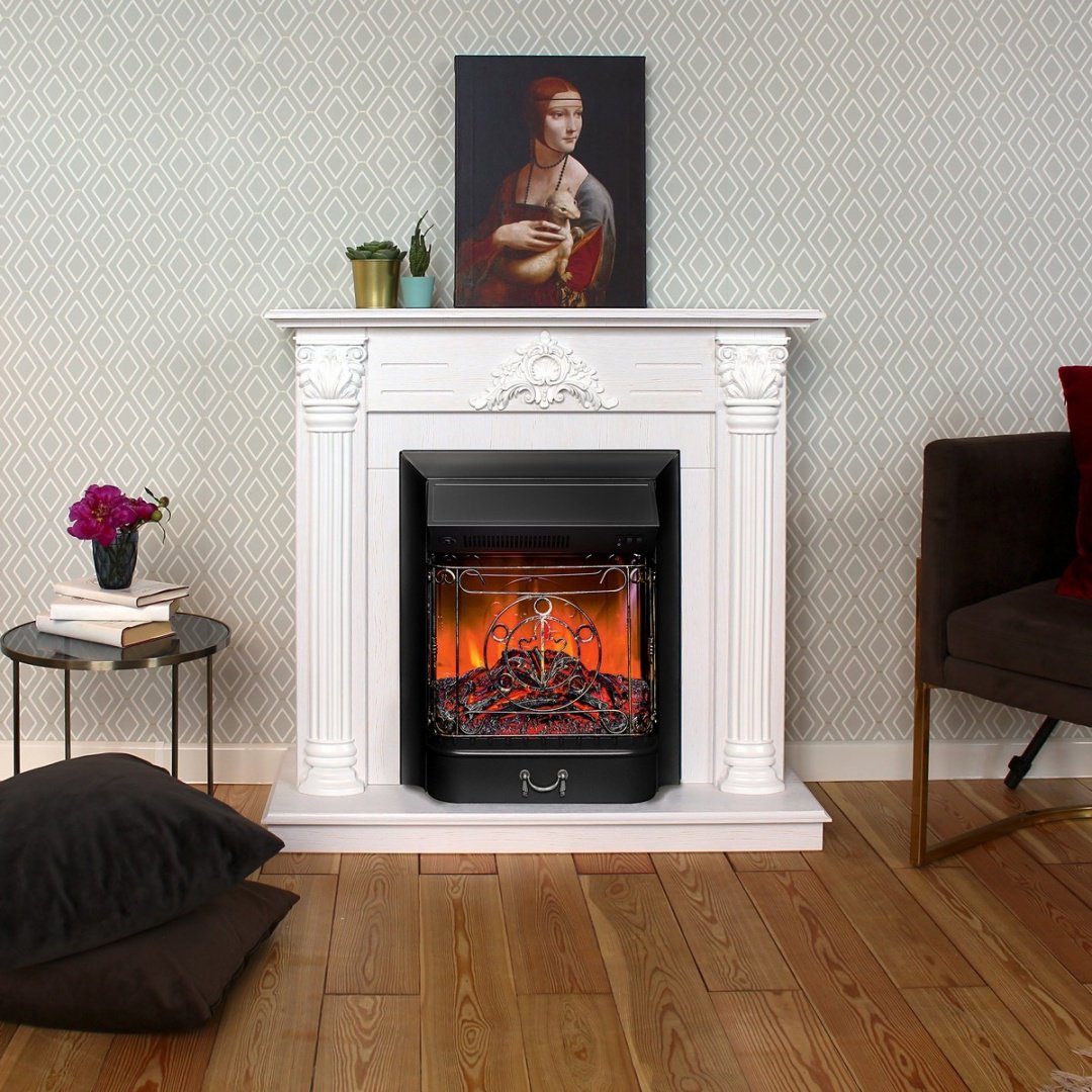 Электрокамин Real Flame напольный Stefania WT-F614 с очагом Majestic Lux Black