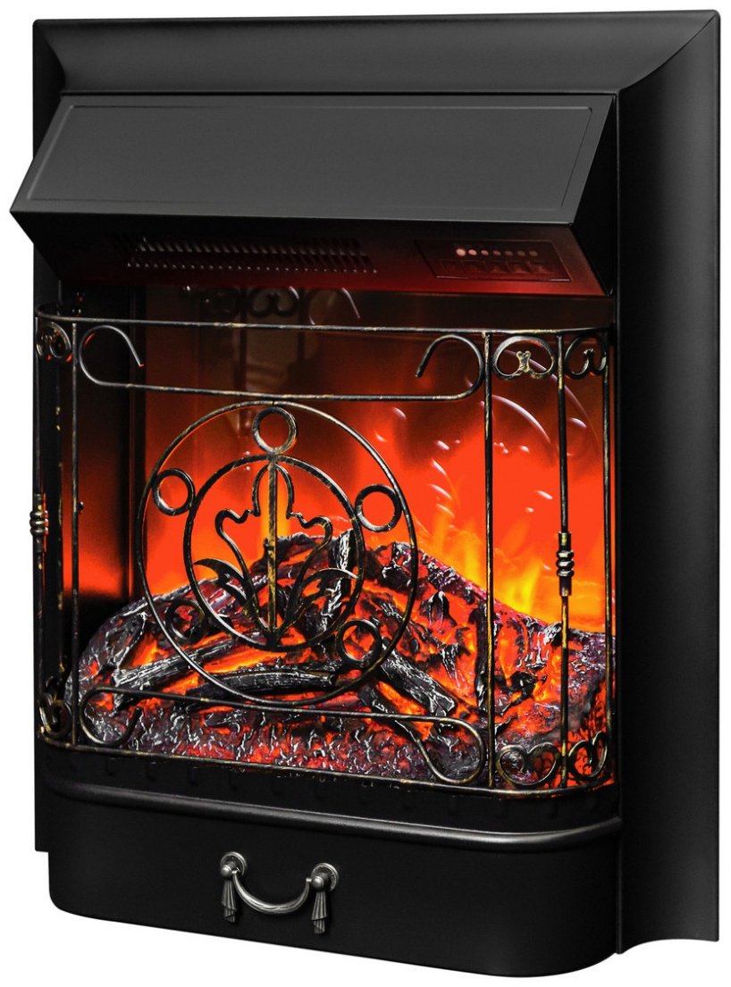 Электрокамин Real Flame MAJESTIC LUX BL 610х503х245, обогрев, зеркало/черный