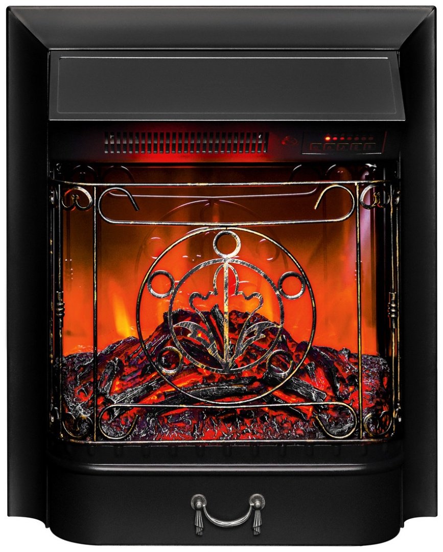 Электрокамин Real Flame MAJESTIC LUX BL 610х503х245, обогрев, зеркало/черный