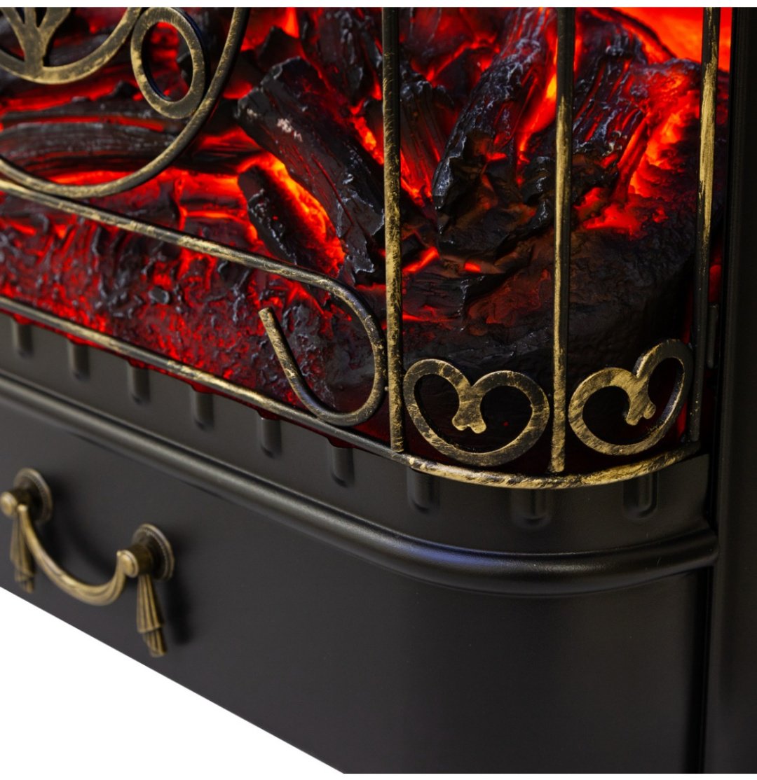 Электрокамин Real Flame MAJESTIC LUX BL 610х503х245, обогрев, зеркало/черный