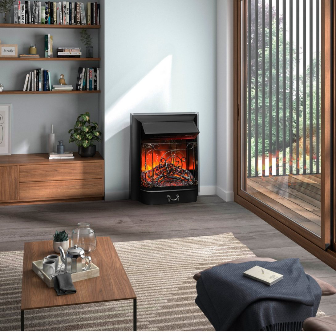 Электрокамин Real Flame MAJESTIC LUX BL 610х503х245, обогрев, зеркало/черный купить,NaN