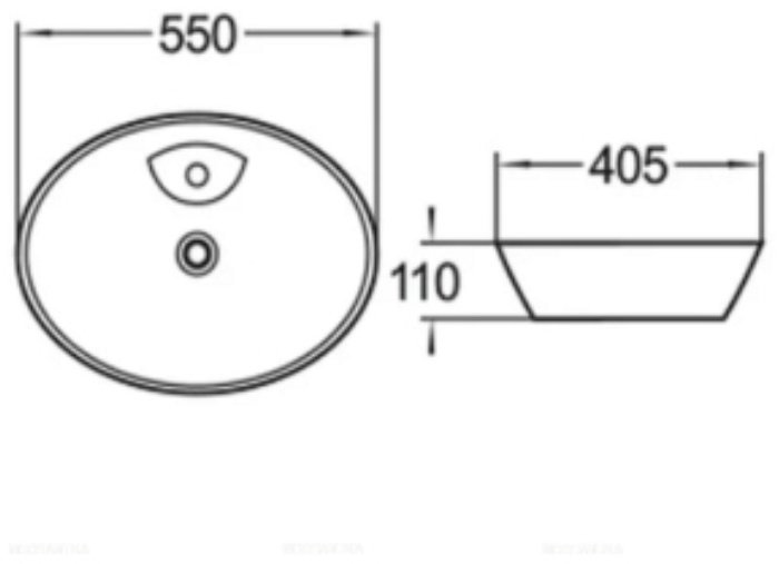 Раковина Comforty 78201 накладная овальная 55, санфарфор