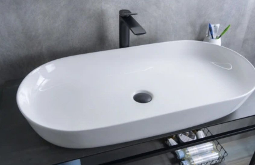Раковина GID-ceramic N9348 накладная овальная 81, керамика
