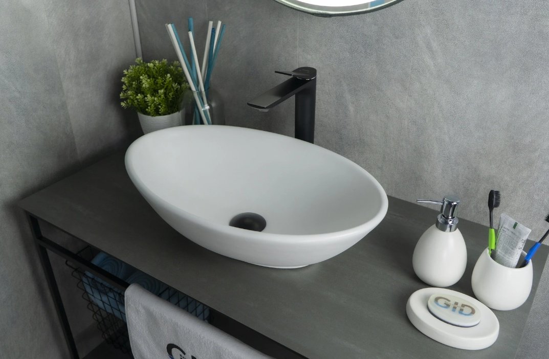Раковина GID-ceramic Wm9021 накладная овальная 52, керамика