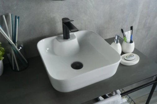 Раковина GID-ceramic N9443 накладная квадратная 41, керамика