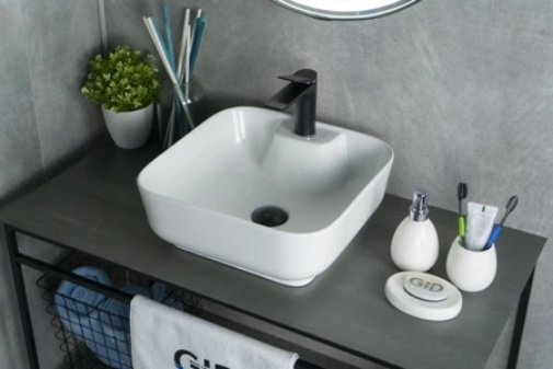 Раковина GID-ceramic N9443 накладная квадратная 41, керамика