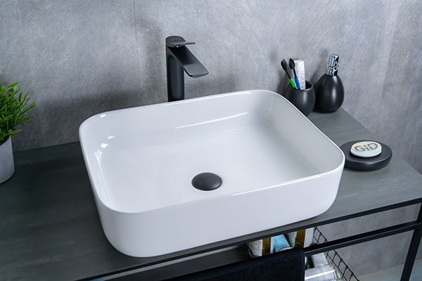 Раковина GID-ceramic D1304 накладная прямоугольная 39, керамика