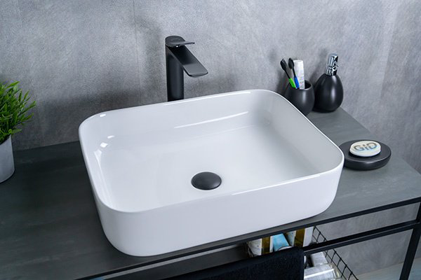 Раковина GID-ceramic D1304 накладная прямоугольная 39, керамика