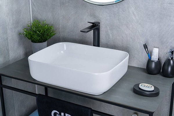 Раковина GID-ceramic D1304 накладная прямоугольная 39, керамика