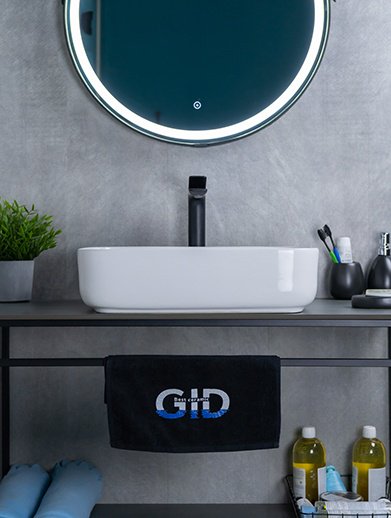 Раковина GID-ceramic D1304 накладная прямоугольная 39, керамика
