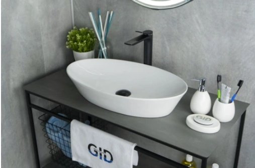 Раковина GID-ceramic N9397 накладная овальная 61, керамика купить,126862