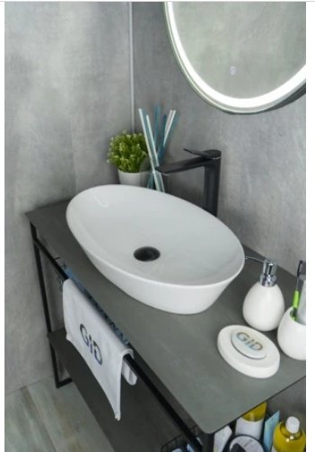 Раковина GID-ceramic N9397 накладная овальная 61, керамика