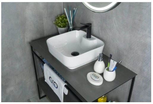 Раковина GID-ceramic N9443 накладная квадратная 41, керамика
