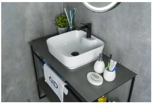 Раковина GID-ceramic N9443 накладная квадратная 41, керамика купить,63879