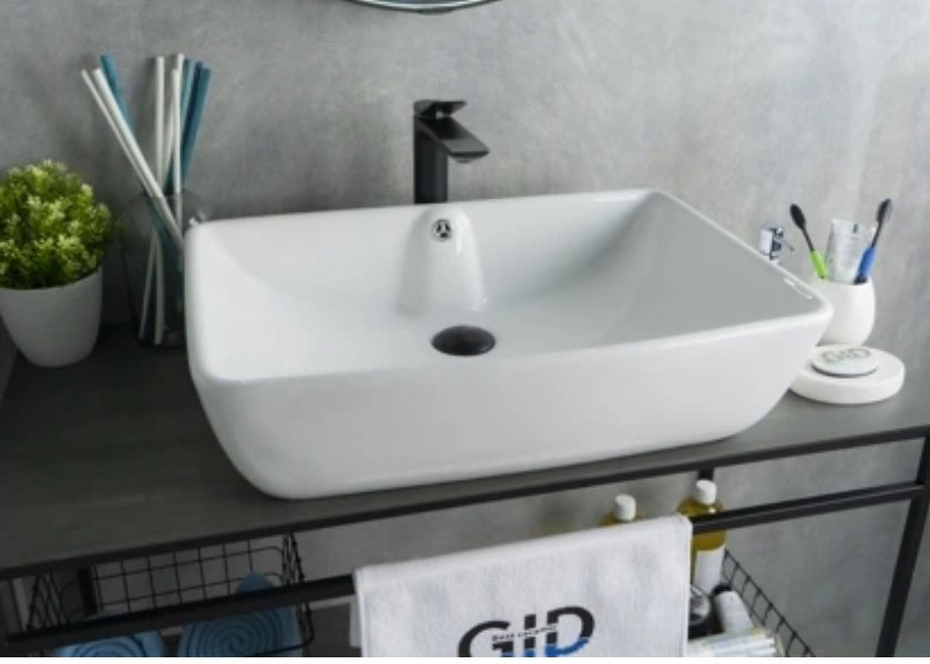 Раковина GID-ceramic N9121 накладная прямоугольная 59, керамика купить,NaN