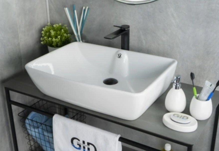 Раковина GID-ceramic N9121 накладная прямоугольная 59, керамика купить,NaN