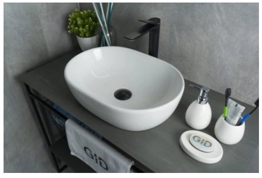 Раковина GID-ceramic N9026b накладная овальная 48, керамика