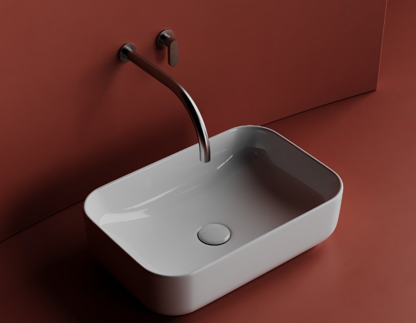 Раковина Ceramicanova CN5043 накладная прямоугольная 51, санфарфор