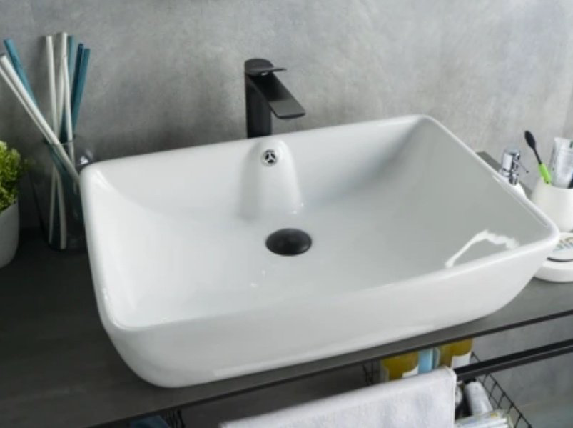 Раковина GID-ceramic N9121 накладная прямоугольная 59, керамика купить,NaN