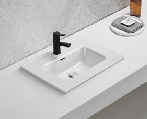 Раковина GID-ceramic 9060s врезная прямоугольная 61, керамика