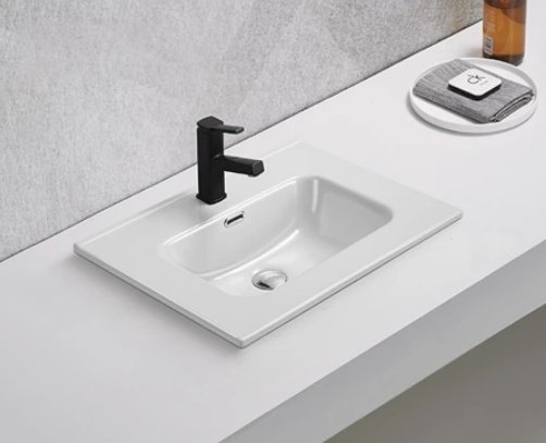 Раковина GID-ceramic 9060s врезная прямоугольная 61, керамика