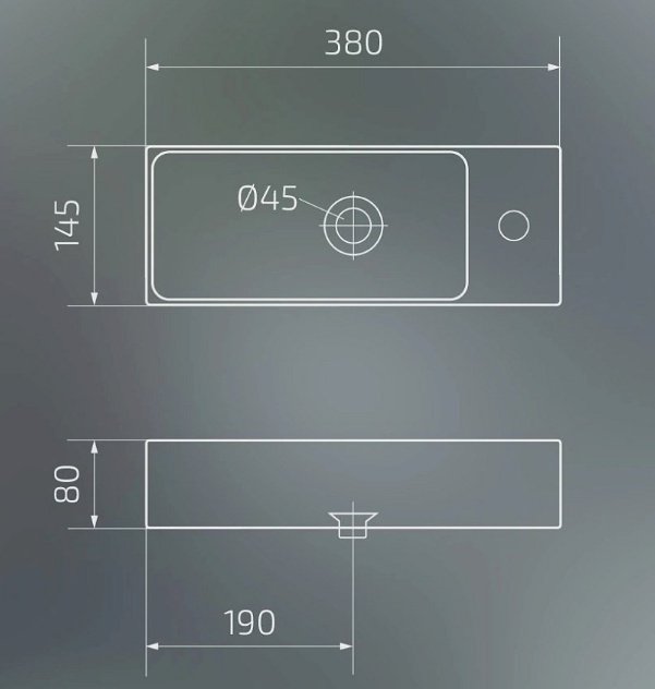 Раковина GID-ceramic Bm9271R подвесная прямоугольная 14.5, керамика