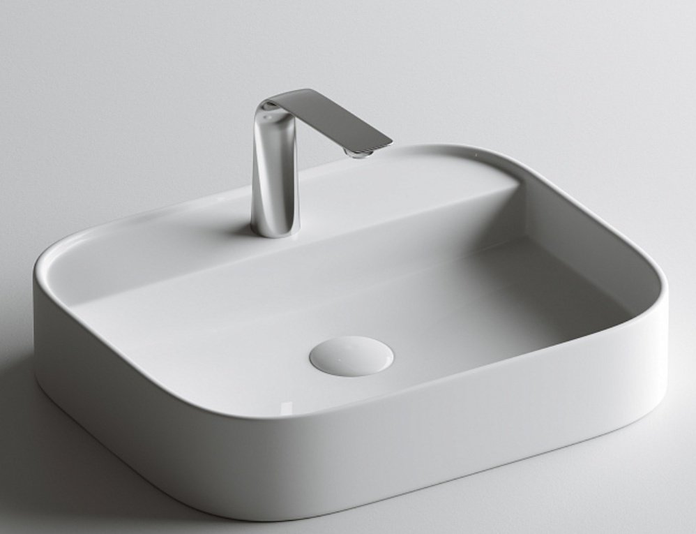 Раковина Ceramicanova CN6034 накладная прямоугольная 55, санфарфор