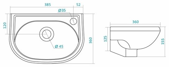Раковина универсальная 38.5 см Santek Бриз-40 правая