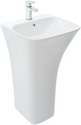 Раковина WeltWasser WW LEERBACH 4543 GL-WT с пьедесталом прямоугольная 45 см, фаянс