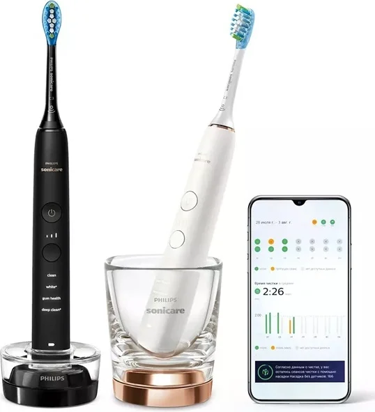 Электрическая зубная щетка Philips DiamondClean HX 9914/57 черная/белая