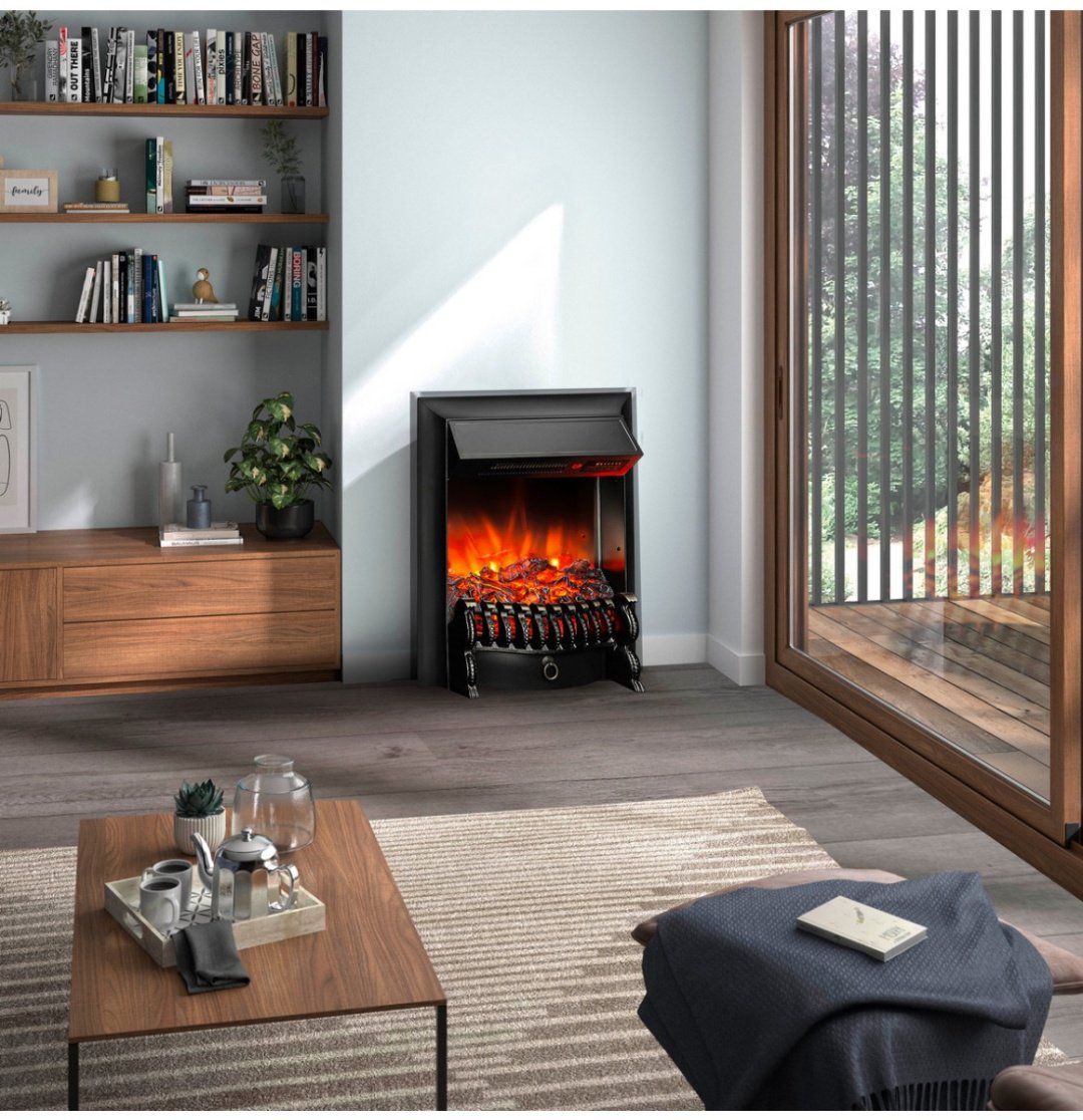 Электрокамин Real Flame встроенный FOBOS LUX BL RC 610х503х290, обогрев, зеркало/черный