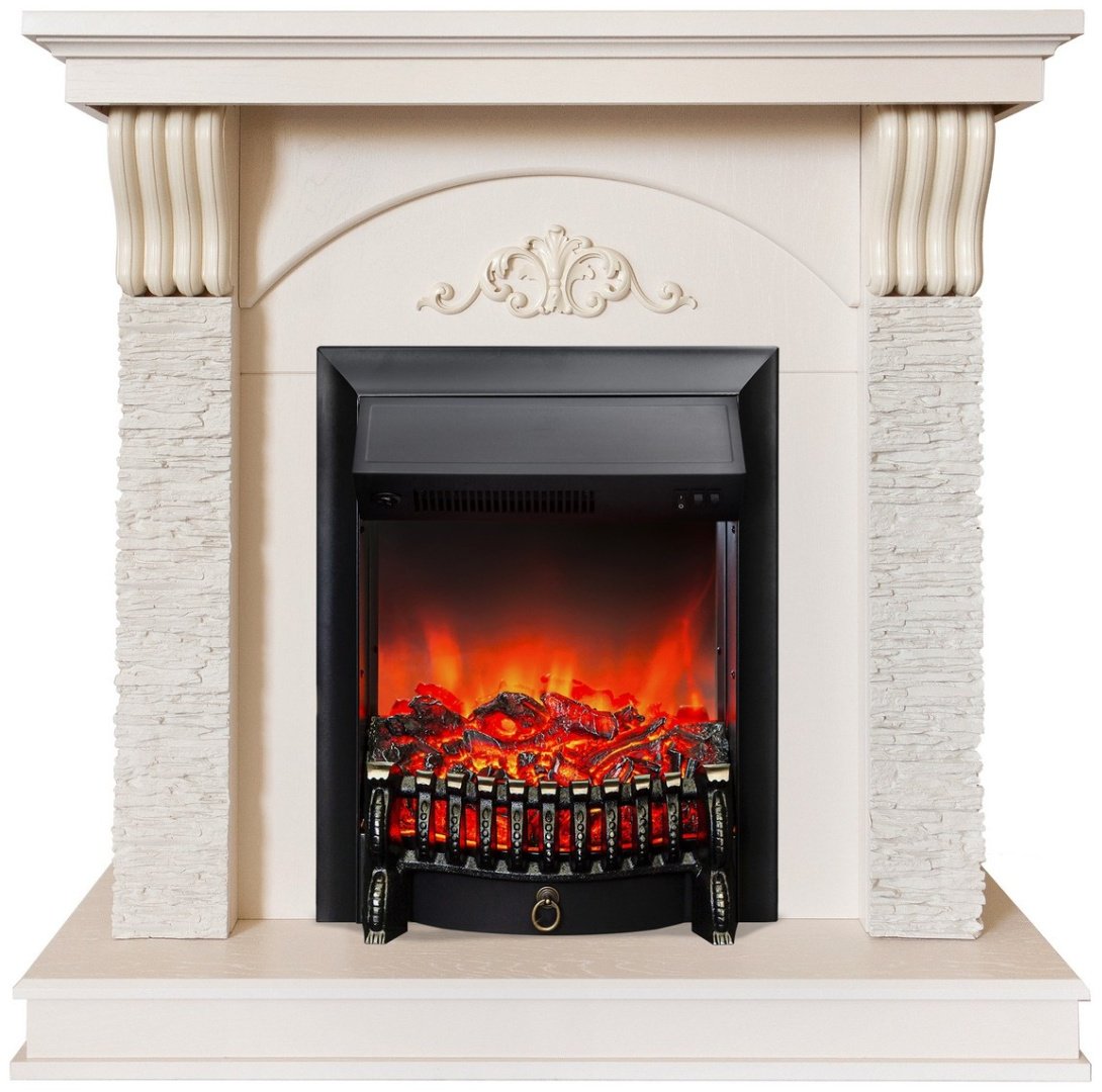 Электрокамин Real Flame напольный Corfino WT с очагом Fobos Lux Black купить,NaN