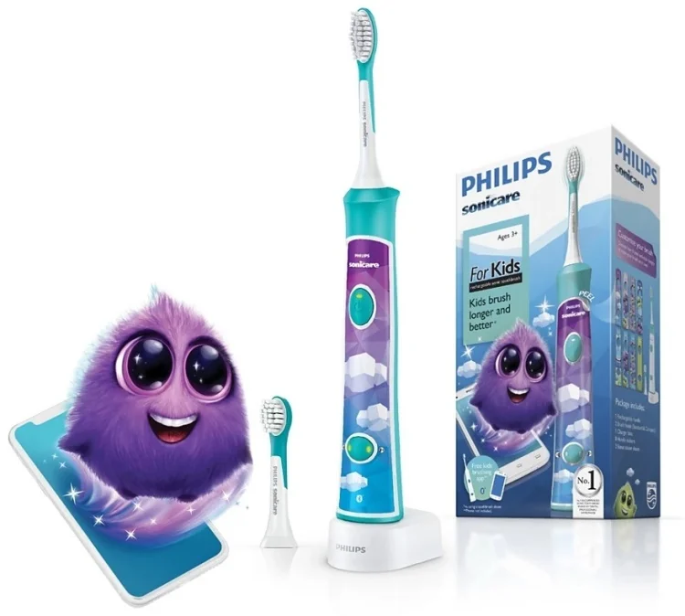 Электрическая зубная щетка Philips Sonicare For Kids HX6322/04 зелено-фиолетовая