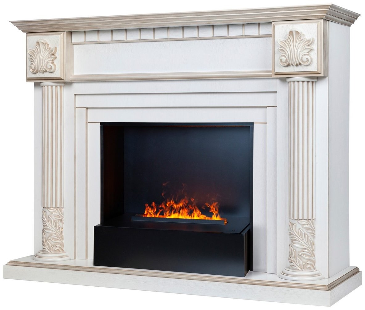Электрокамин Real Flame напольный Imperia 26/33 WT с очагом 3D Cassette 630 Black Panel