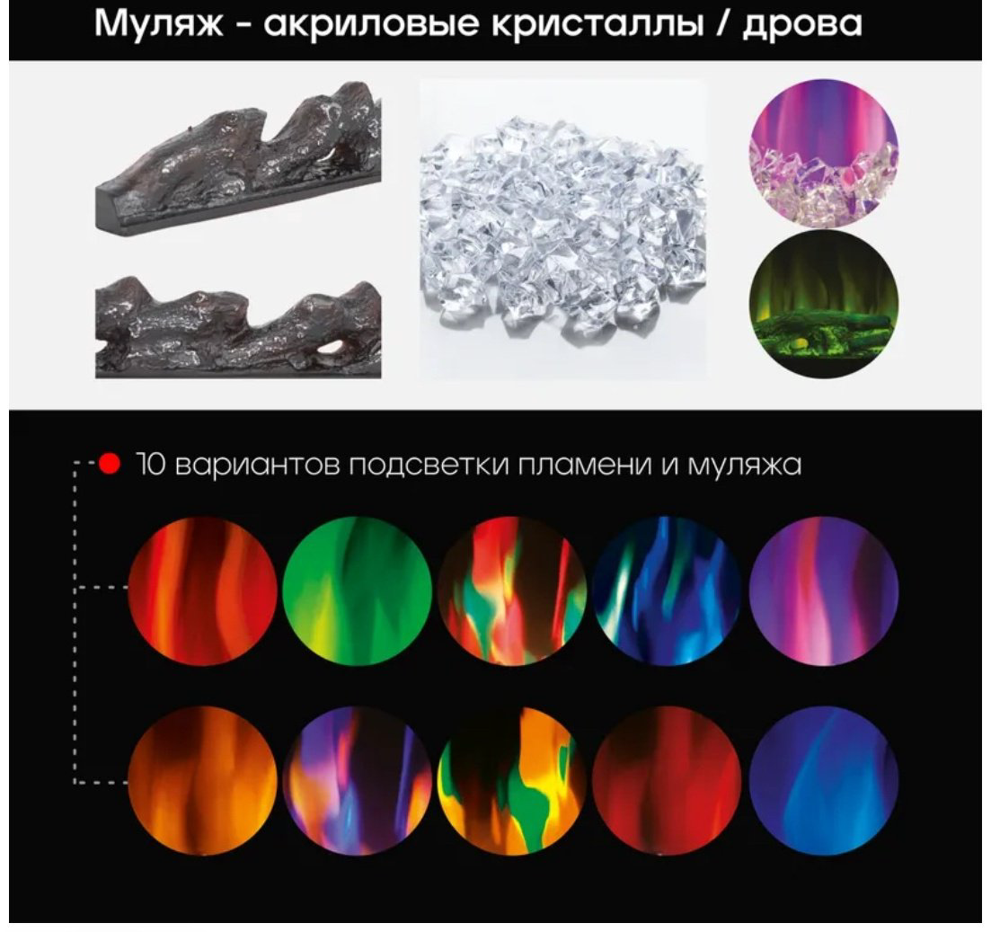 Электрокамин Real Flame DIAMOND 50 460х1270х135, обогрев, мат/черный купить,NaN