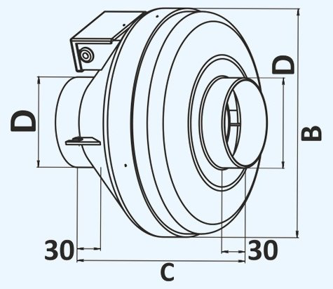 Вытяжной вентилятор Канальный D314 мм 225Вт, CYCLONE-EBM 315 купить,NaN