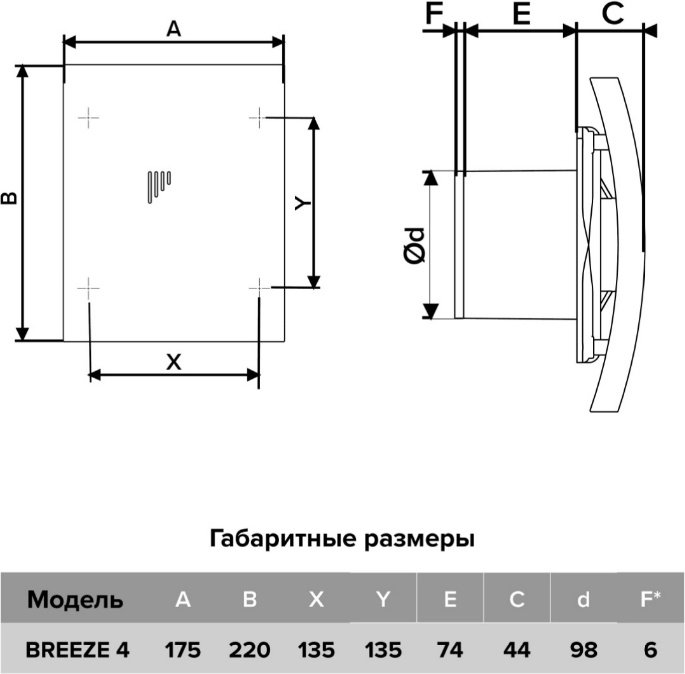 Вытяжной вентилятор ERA осевой D98 мм 16Вт, BREEZE 4C