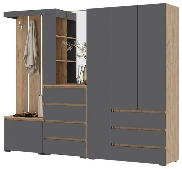 DOMA Прихожая HEL-246, LOFT-графит, темно-серый, коричневый купить,NaN