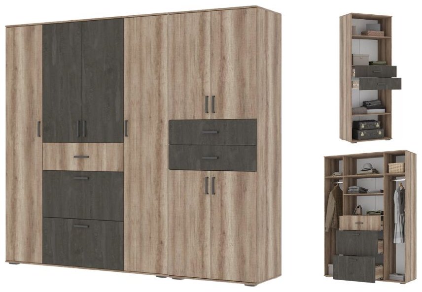 Распашной шкаф DOMA Распашной шкаф SO-LOFT-240, 240x220х50 см, коричневый, серый купить,NaN