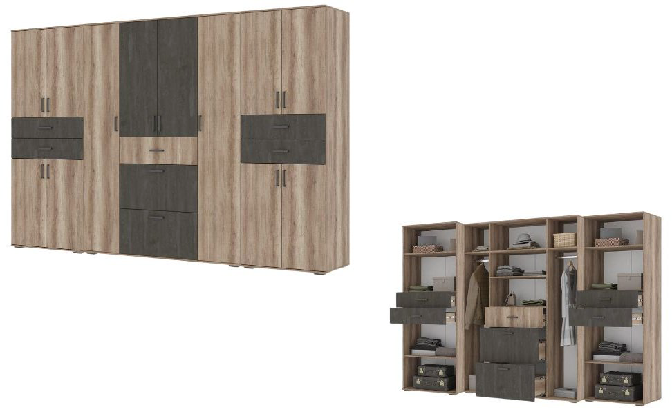 Распашной шкаф DOMA Распашной шкаф SO-LOFT-320, 320x220х50 см, коричневый, серый купить,NaN