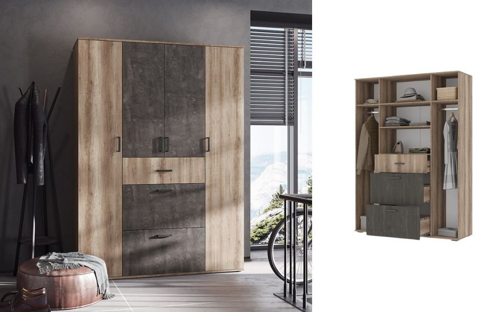 Распашной шкаф DOMA Распашной шкаф SO-LOFT-320, 320x220х50 см, коричневый, серый купить,NaN