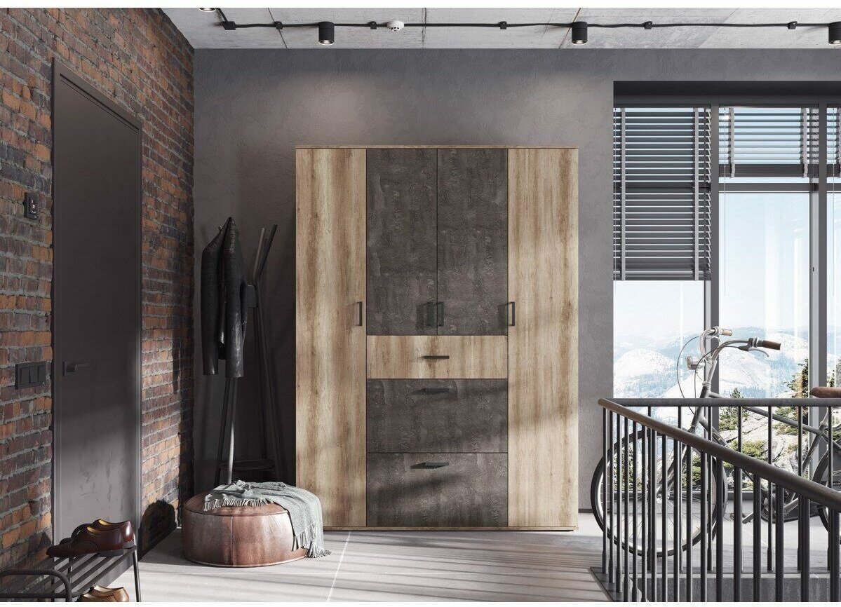 Распашной шкаф DOMA Распашной шкаф SOLO-LOFT 2 8946512, 160x220х50 см, светло-коричневый, серый купить,NaN