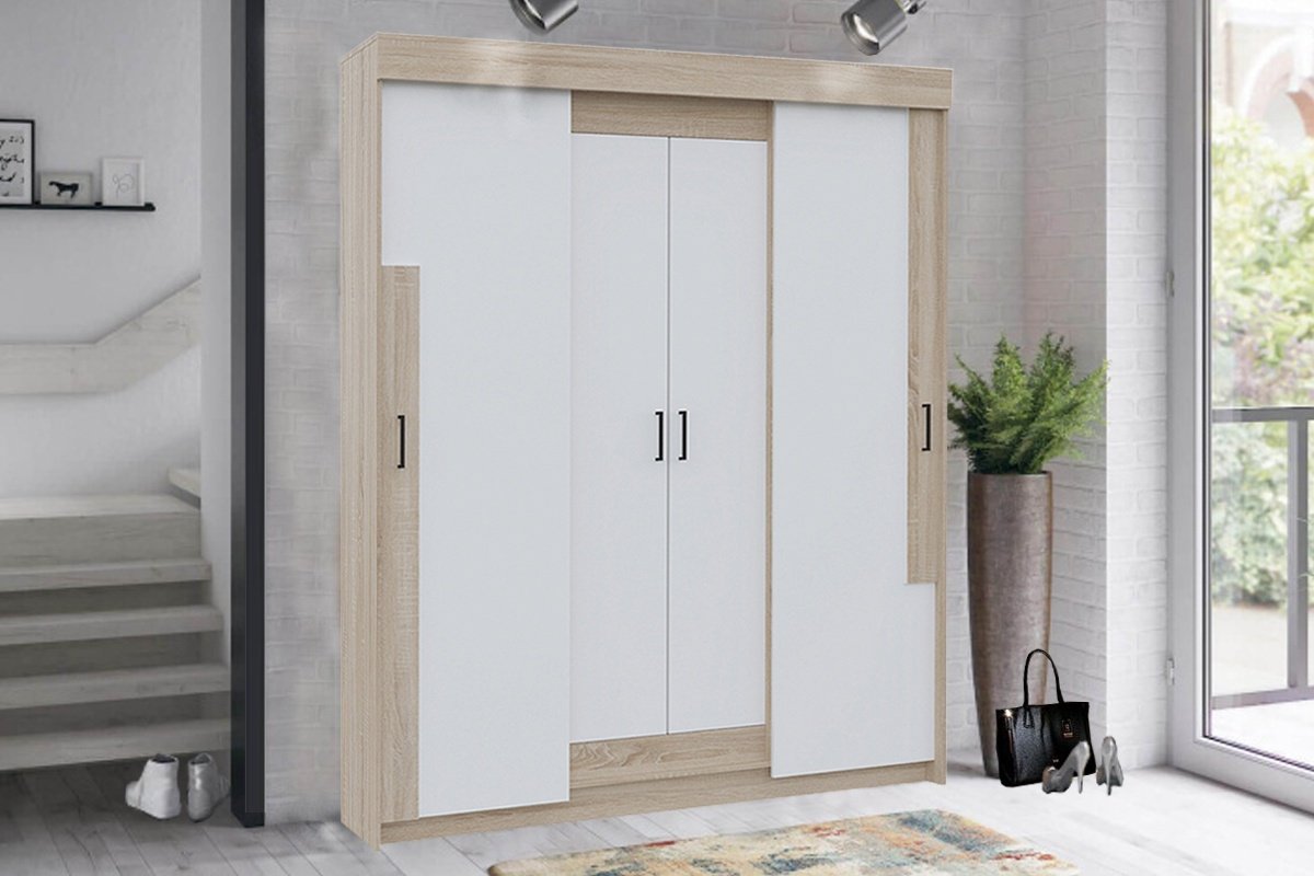 Шкаф-купе DOMA VIKTOR 4D 156562332, 160x210х52.6 см, белый, светло-коричневый купить,NaN
