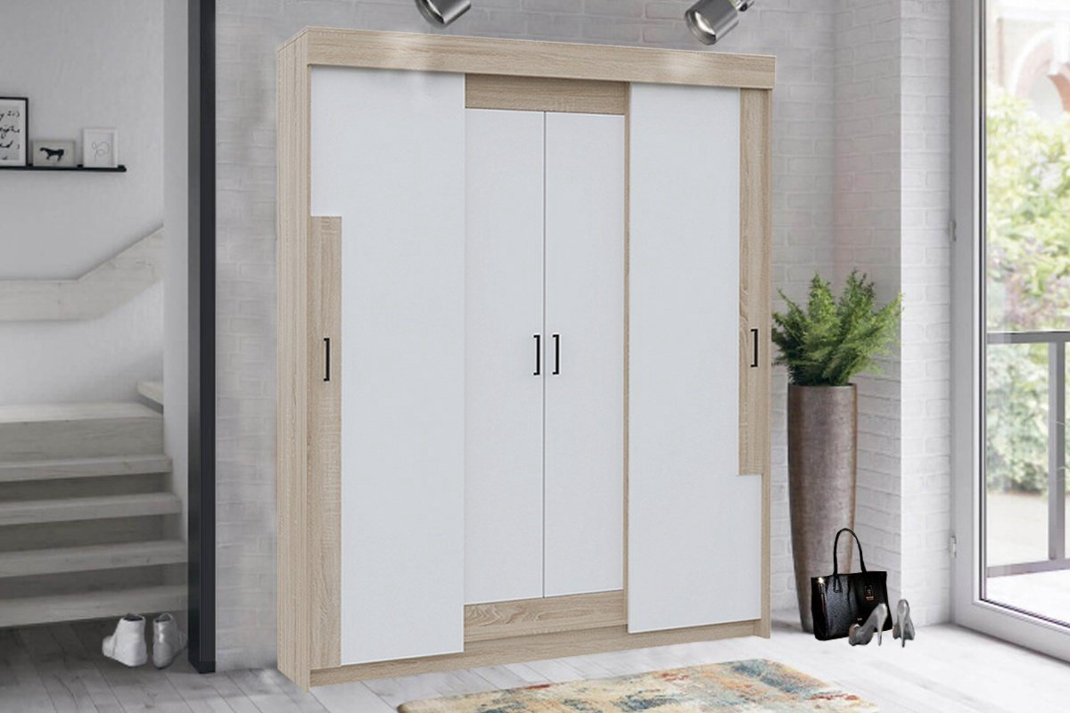 Шкаф-купе DOMA VIKTOR 4D 156562332, 160x210х52.6 см, белый, светло-коричневый купить,NaN