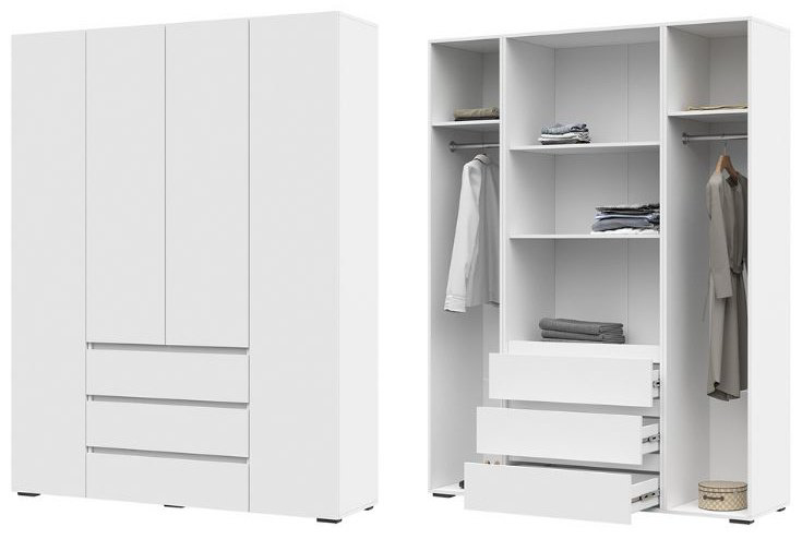Распашной шкаф DOMA Распашной шкаф-4D HEL-160, 160x210х46 см, белый купить,NaN
