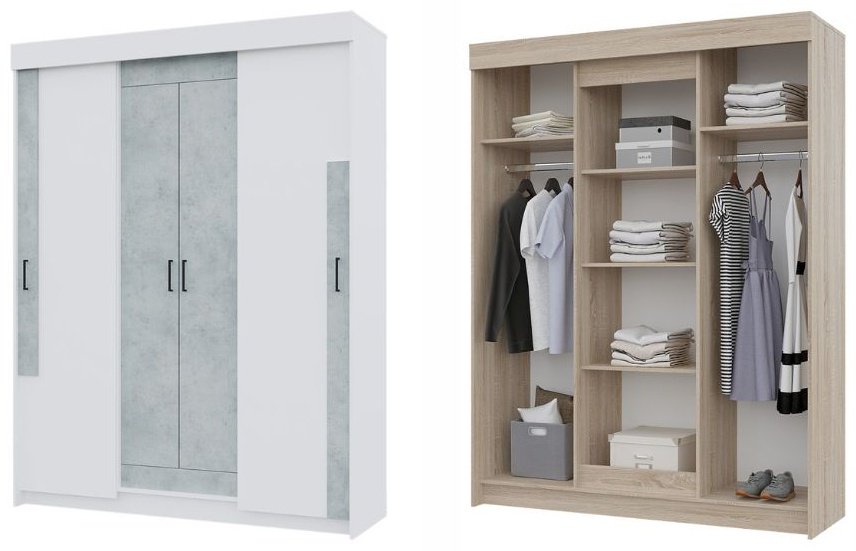 Шкаф-купе DOMA ViK-160 4D, 160x210х52.6 см, белый, серый купить,NaN