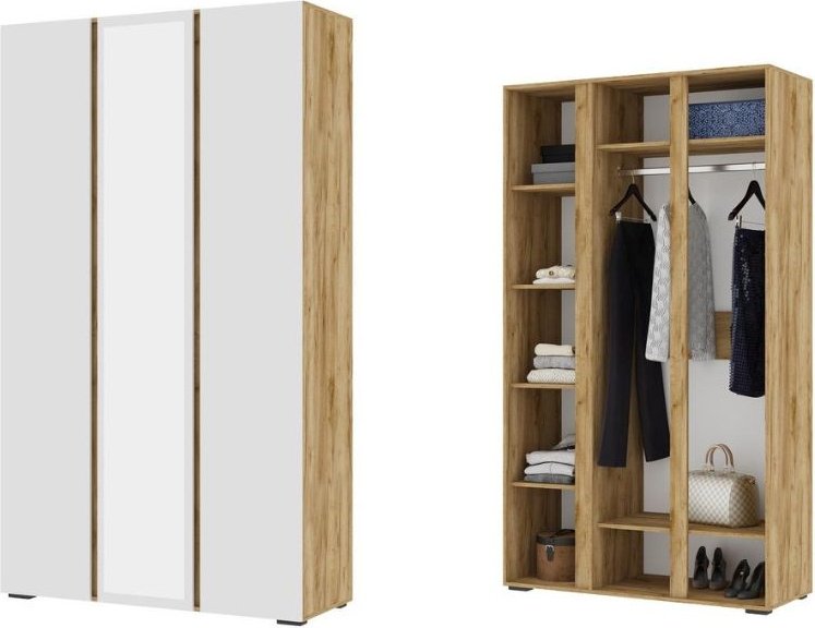 Распашной шкаф DOMA HEL-120, 120x210х45 см, белый, светло-коричневый купить,NaN