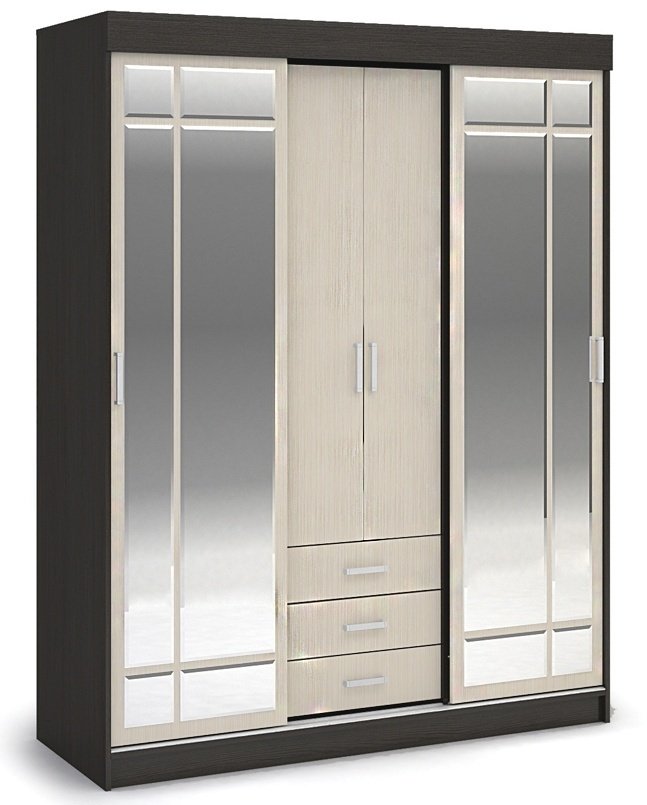 Шкаф-купе DOMA LIDERs-1К, 170x210х57 см, белый, коричневый купить,NaN