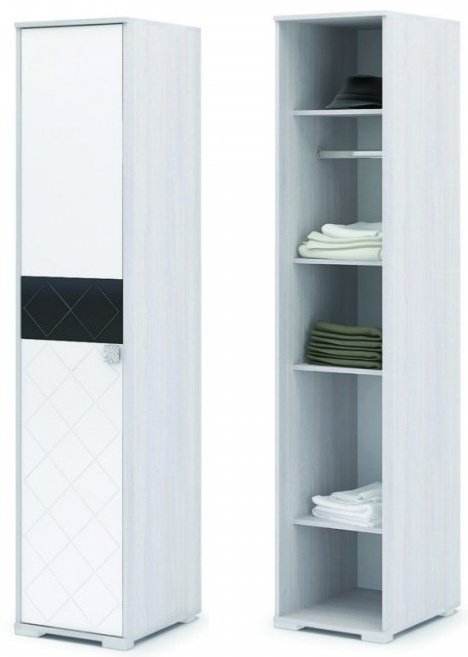 Шкаф-пенал Dom Decor Распашной шкаф 1D 8451, 44x206х53 см, белый, черный купить,NaN
