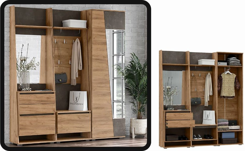 DOMA ПРИХОЖАЯ S-LOFT-1.8M, серый, коричневый купить,NaN